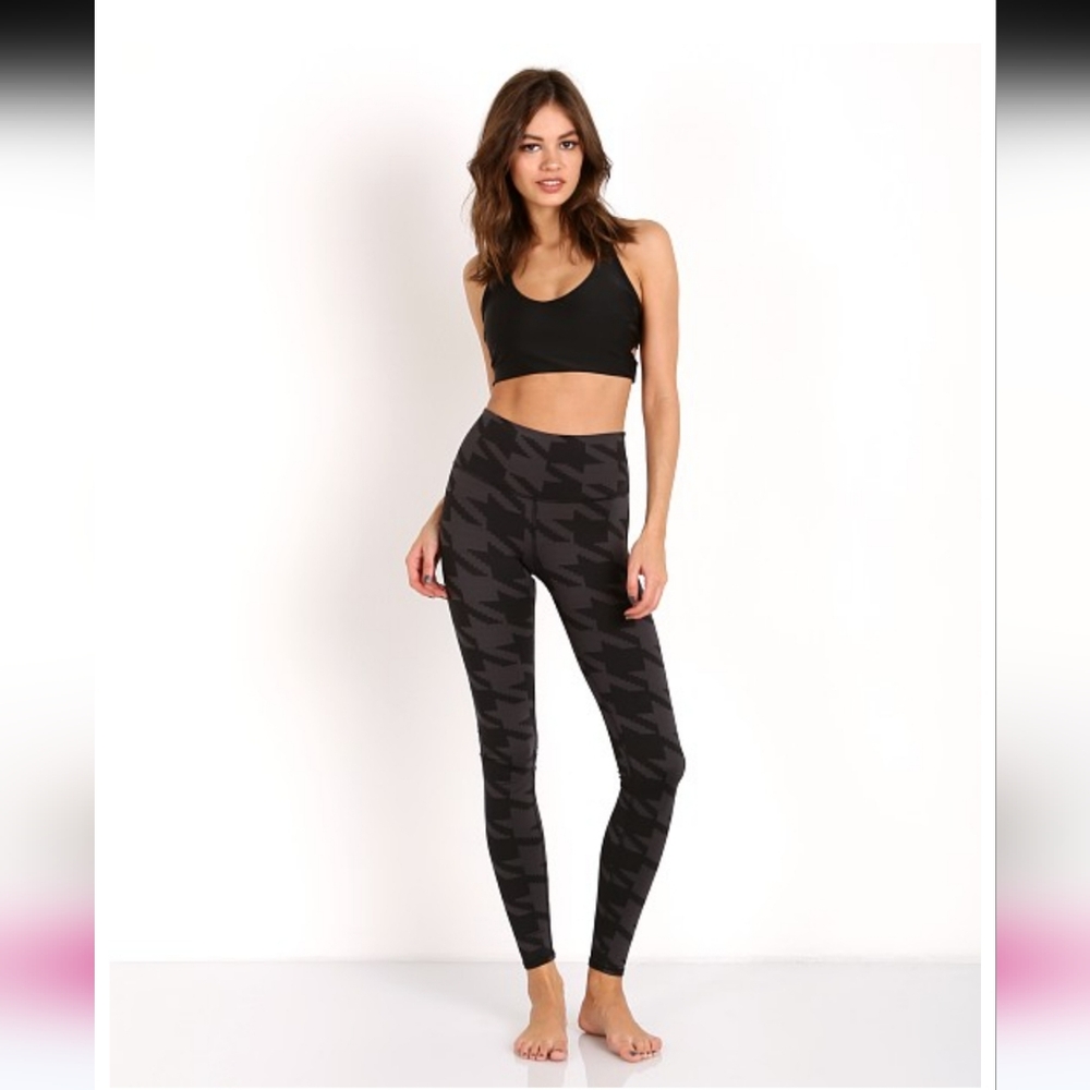 alo High Waist Airbrush Black Houndstooth Legging